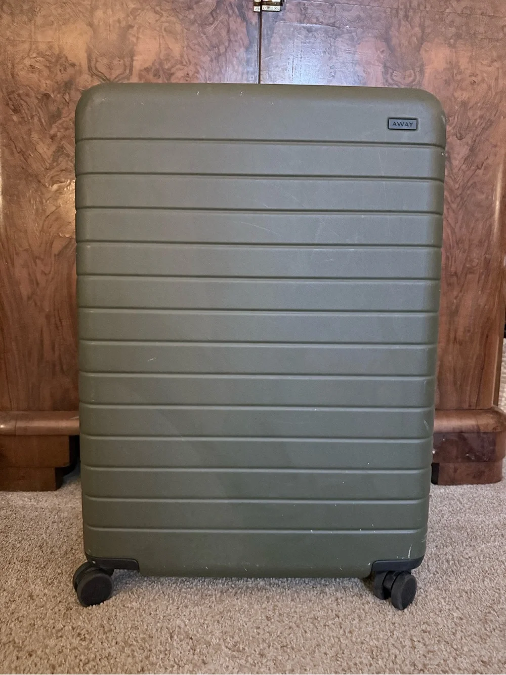 Away Olive Green Hard-Shell Spinner Luggage